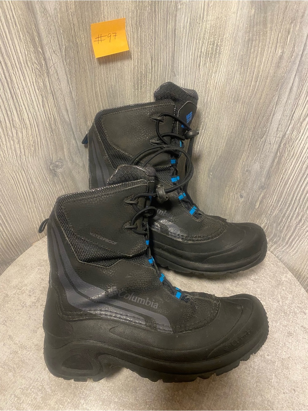 Columbia Kids Black Boots with Blue Accents